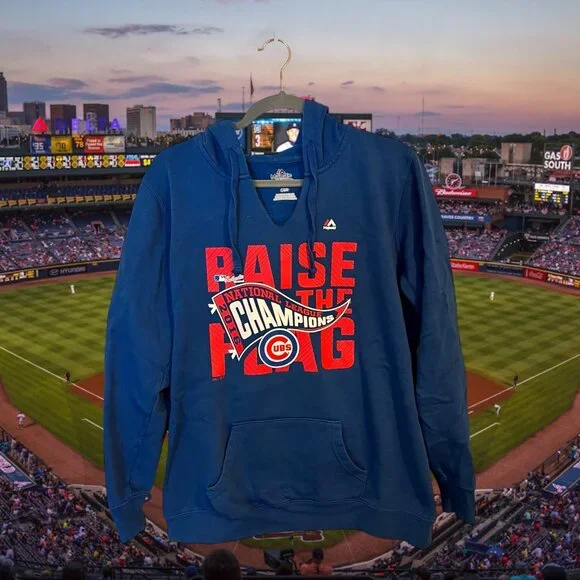 2016 Cubs National League Champions Raise the Flag V-neck Hoodie Unisex - Picture 2 of 8